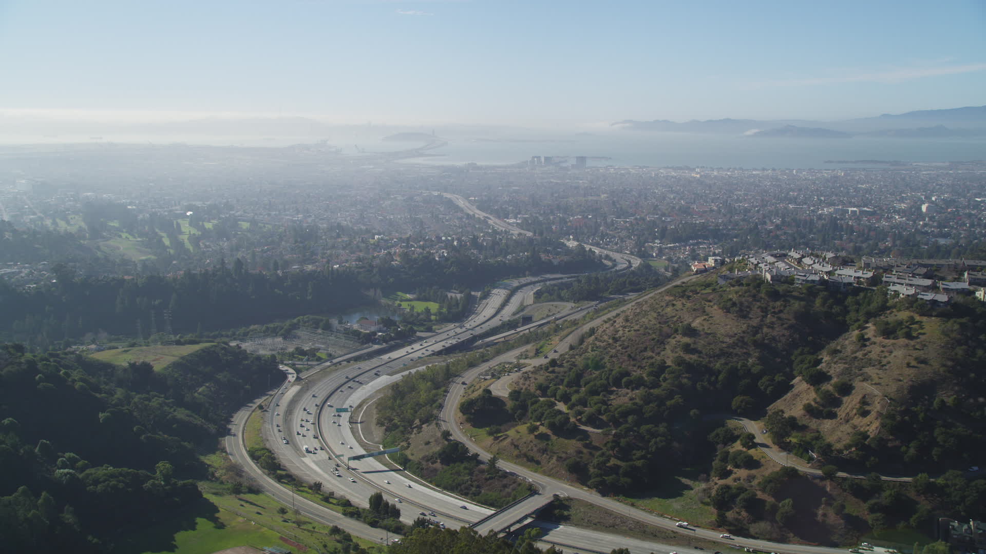 5K stock footage aerial video fly over Oakland Hills revealing upscale