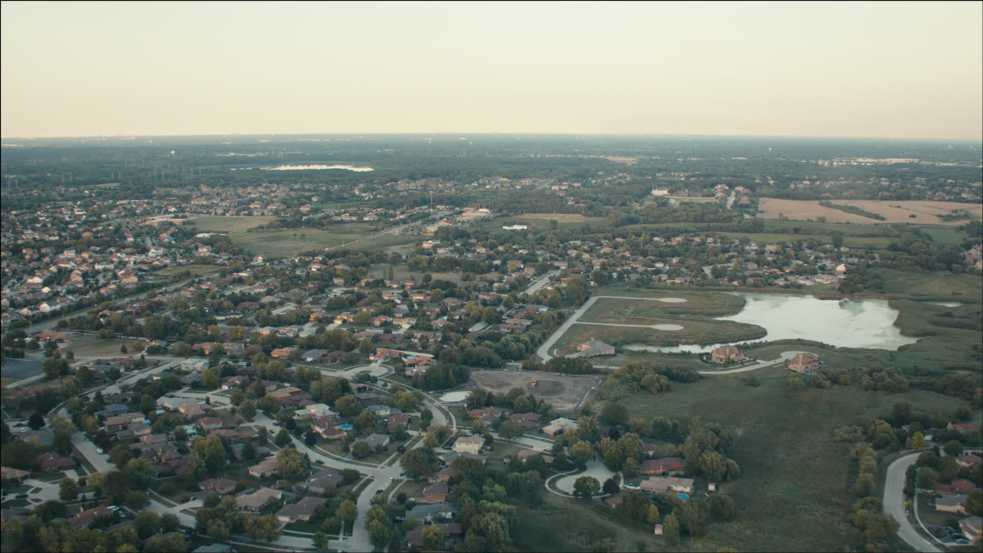 HD stock footage aerial video of flying over suburban neighborhoods at