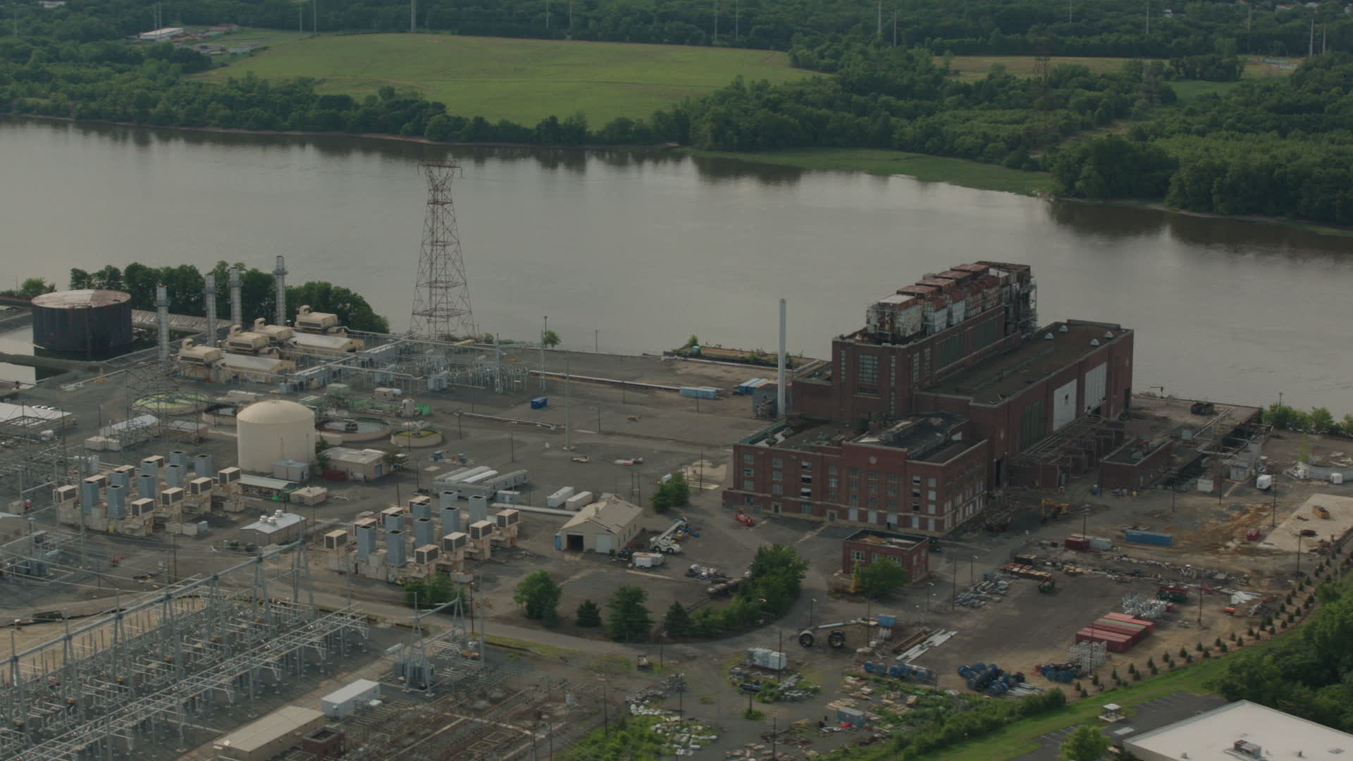 HD stock footage aerial video of passing a riverfront