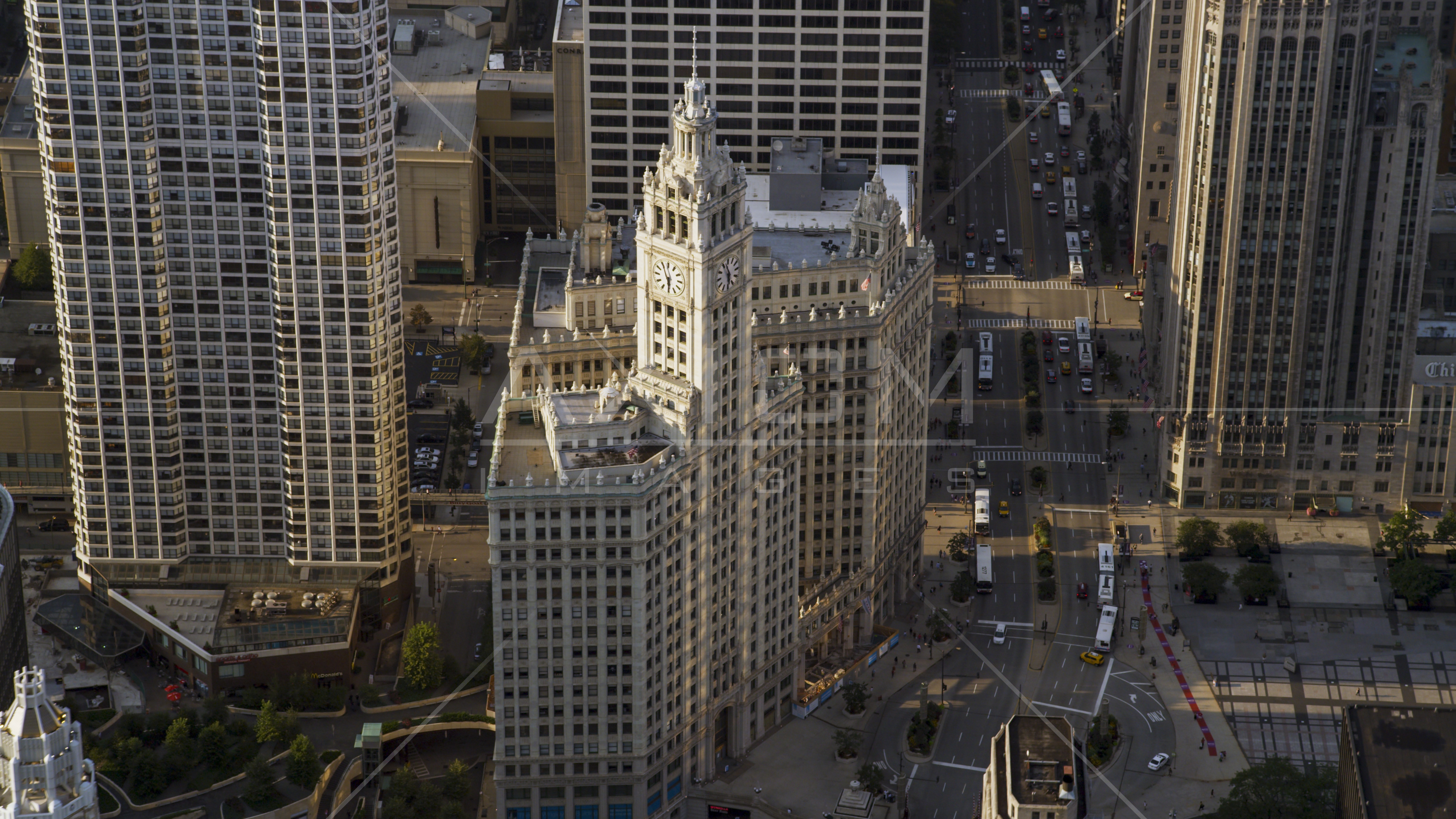 Volkswagen Downtown Chicago A view of the Wrigley Building in Downtown Chicago, Illinois Aerial