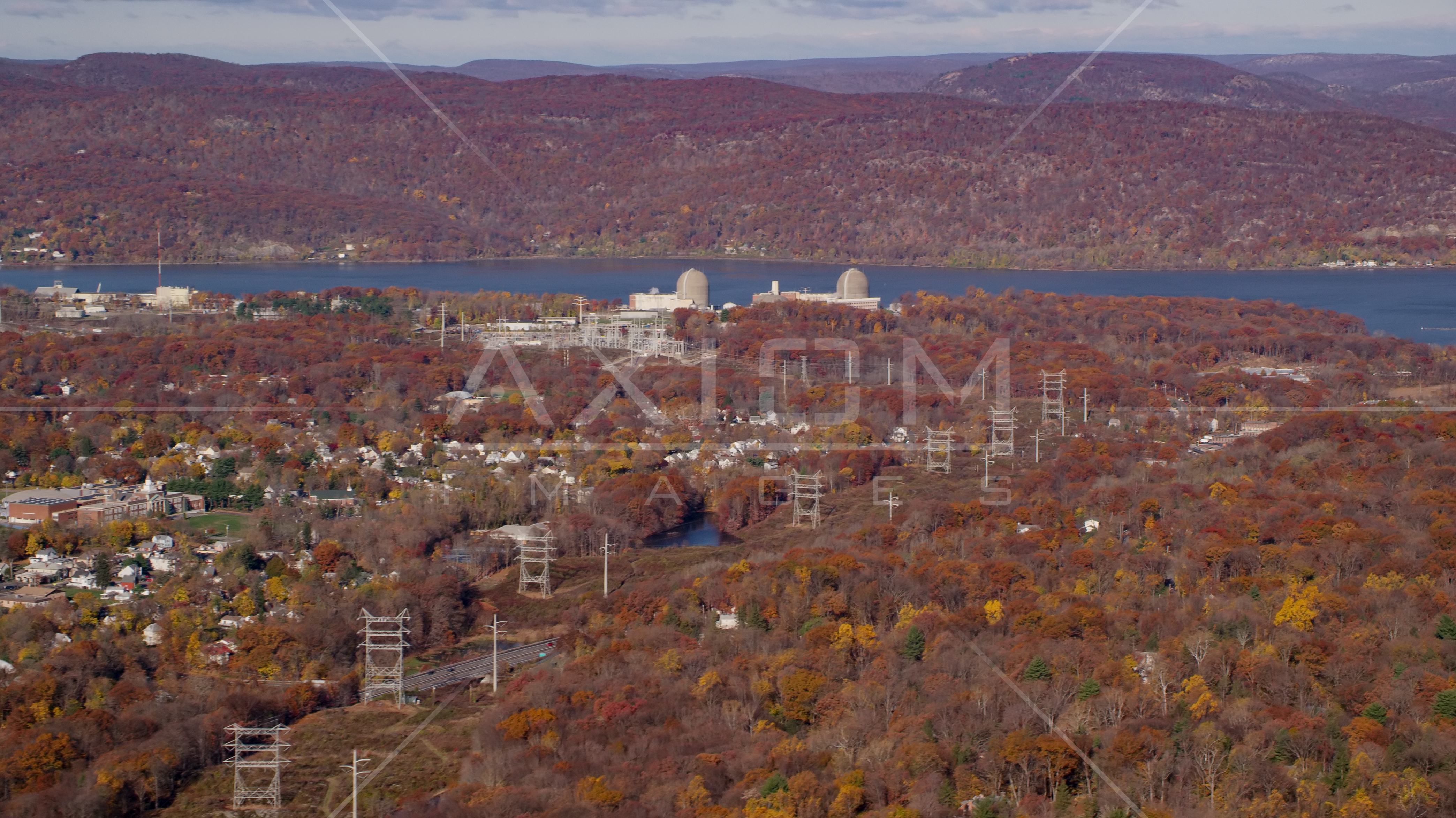 Power lines by the Indian Point Nuclear Power Plant in Autumn, Buchanan