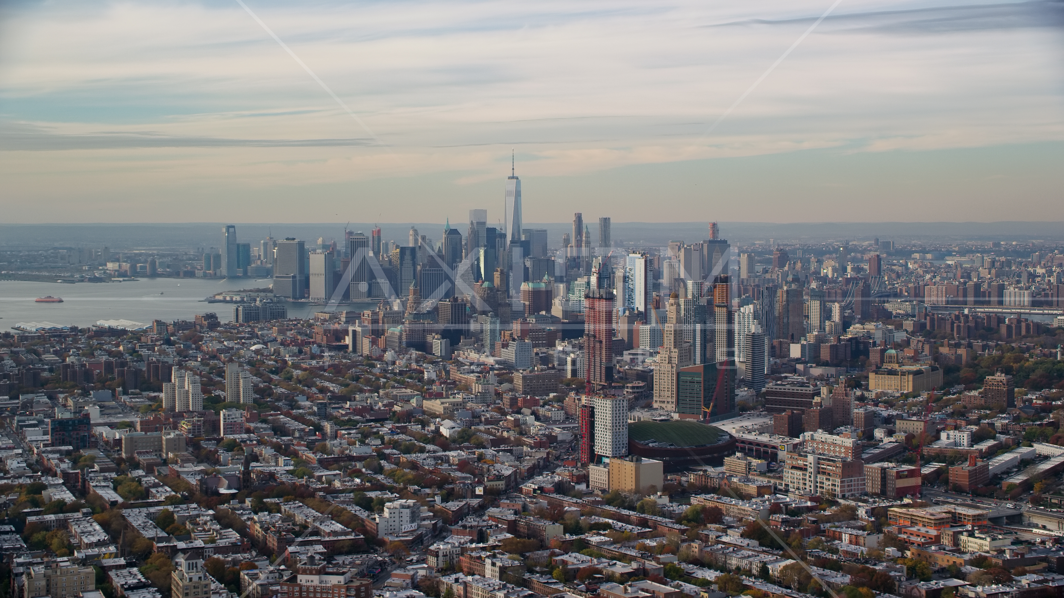Downtown Brooklyn and the Lower Manhattan skyline in Autumn, New York