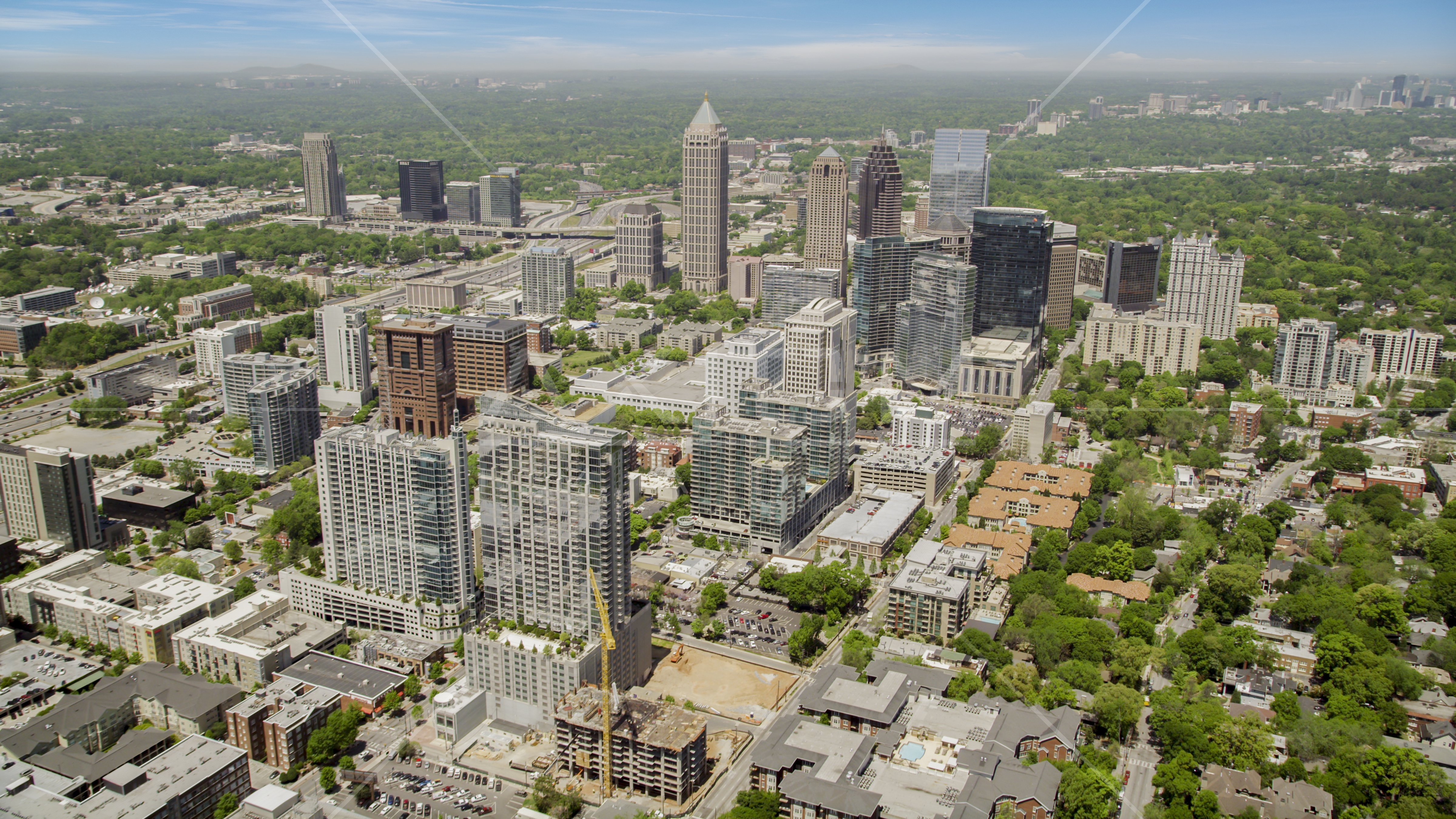 Midtown buildings and skyscrapers, Atlanta, Georgia Aerial ...
