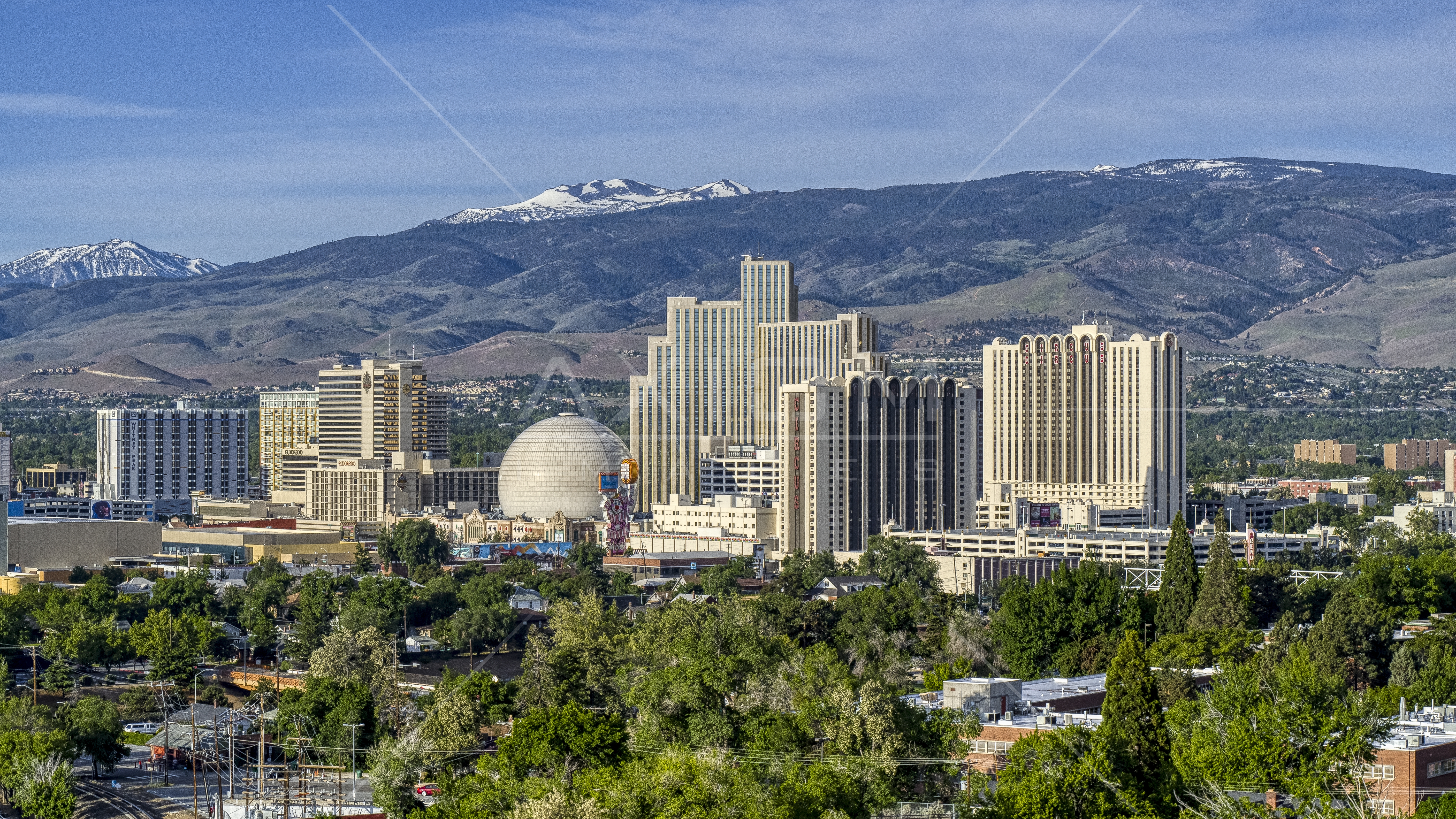 The Silver Legacy And Circus Circus Resort Casinos In Reno Nevada Aerial Stock Photo Dxp0010060007 Axiom Images - 