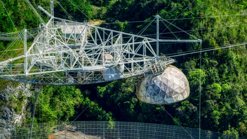The top structure of the Arecibo Observatory, Puerto Rico Aerial Stock Photo AX101_099.0000000F | Axiom Images