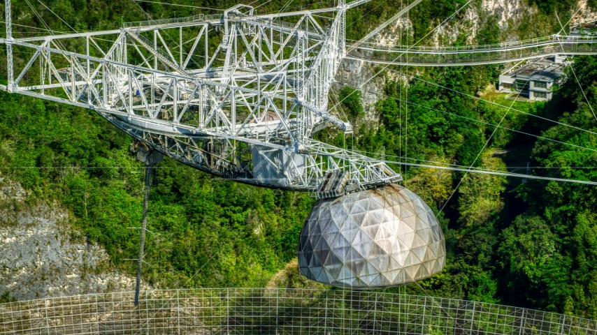 The telescope structure atop the Arecibo Observatory, Puerto Rico Aerial Stock Photo AX101_101.0000000F | Axiom Images