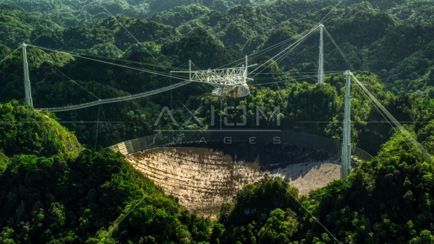 The Arecibo Observatory and Karst forest, Puerto Rico Aerial Stock Photo AX101_107.0000218F | Axiom Images