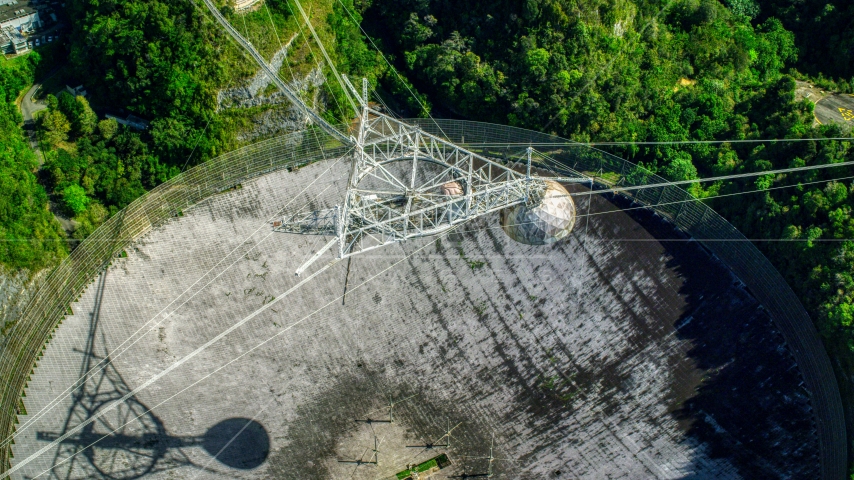 Bird's eye view of the Arecibo Observatory, Puerto Rico Aerial Stock Photo AX101_119.0000000F | Axiom Images