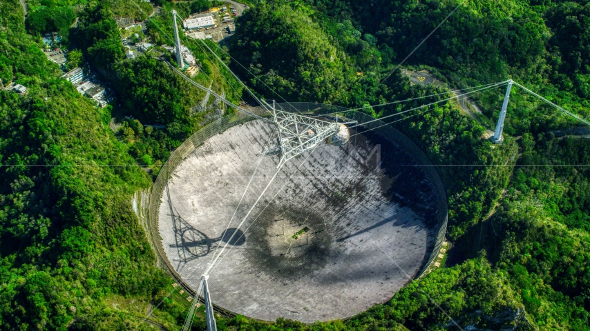 View of the Arecibo Observatory from above, Puerto Rico Aerial Stock Photo AX101_120.0000000F | Axiom Images