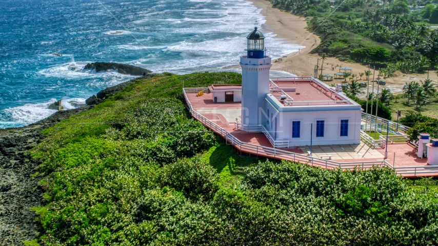 The Arecibo Lighthouse in Puerto Rico Aerial Stock Photo AX101_149.0000194F | Axiom Images