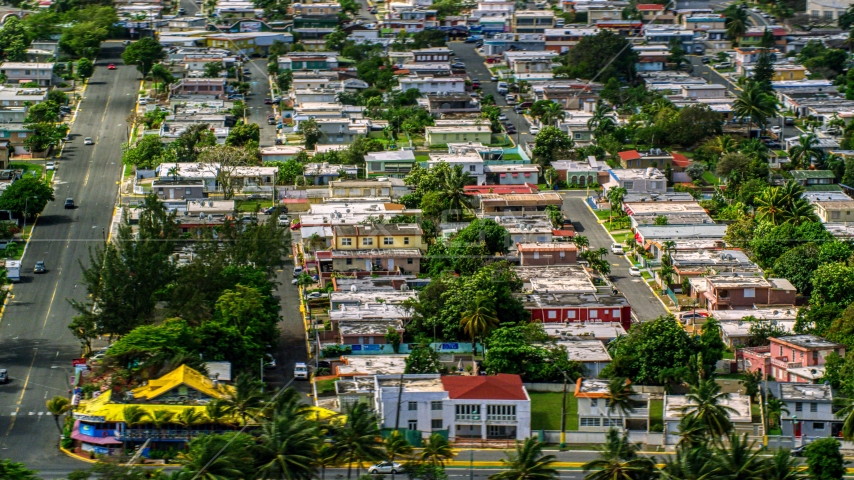 A residential neighborhood in Toa Baja, Puerto Rico Aerial Stock Photo AX101_230.0000214F | Axiom Images