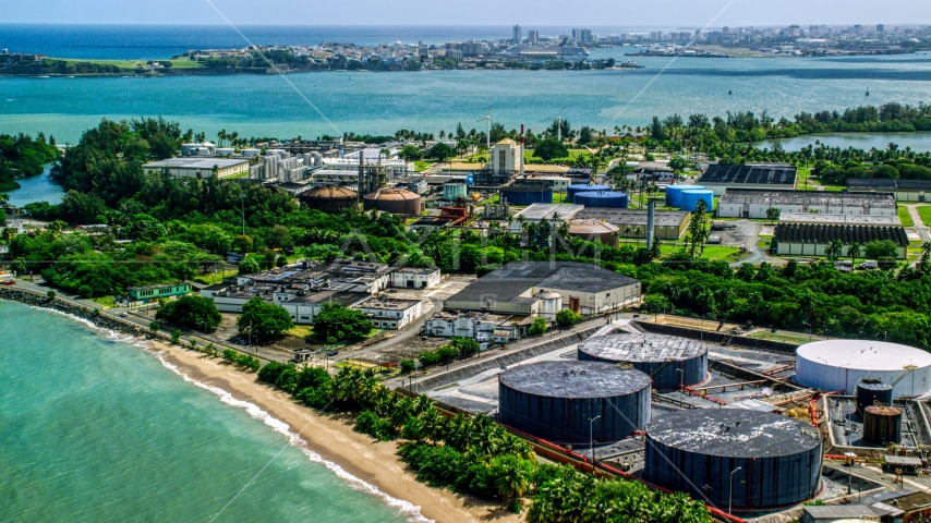 Bacardi Rum Factory in Cataño, Puerto Rico Aerial Stock Photo AX101_232.0000000F | Axiom Images