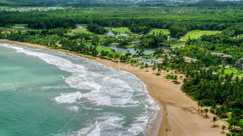 The St. Regis Bahia Beach Resort in Rio Grande, Puerto Rico Aerial Stock Photo AX102_040.0000000F | Axiom Images