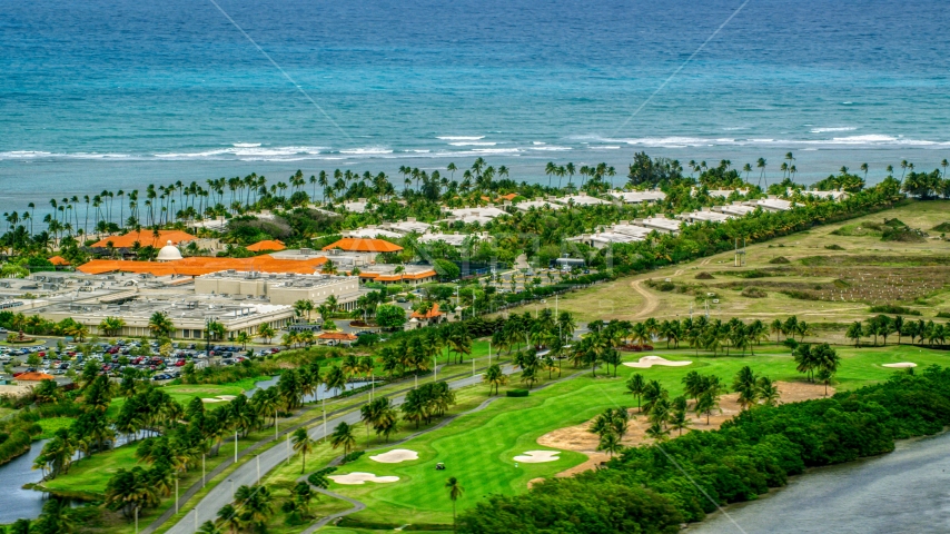 The oceanfront Gran Melia Golf Resort in Rio Grande, Puerto Rico Aerial Stock Photo AX102_043.0000152F | Axiom Images