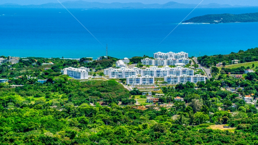 The Ocean Club at Seven Seas vacation resort in Fajardo, Puerto Rico Aerial Stock Photo AX102_057.0000000F | Axiom Images
