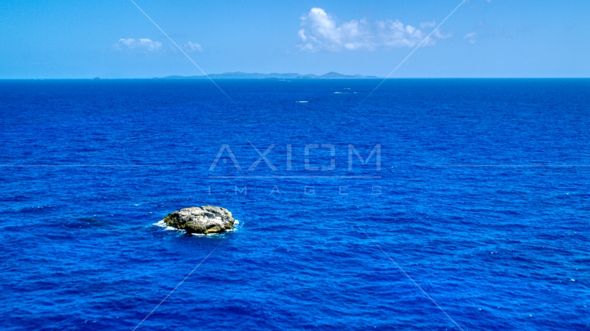 Tiny island in a deep blue ocean near Culebra, Puerto Rico Aerial Stock Photo AX102_091.0000000F | Axiom Images