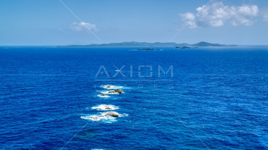 Tiny islands near the larger Caribbean island of Culebra, Puerto Rico Aerial Stock Photo AX102_100.0000000F | Axiom Images