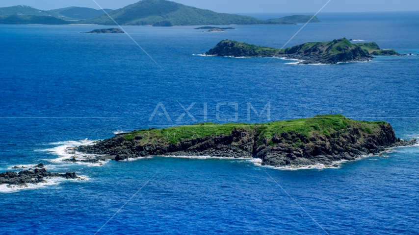 Tiny island in crystal blue waters, Culebra, Puerto Rico Aerial Stock Photo AX102_103.0000000F | Axiom Images
