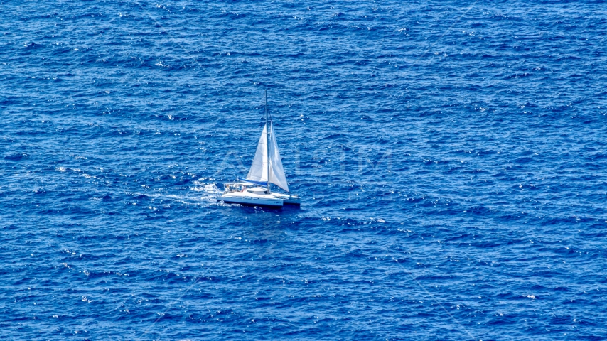 Catamaran sailing the Atlantic Ocean Aerial Stock Photo AX102_194.0000157F | Axiom Images