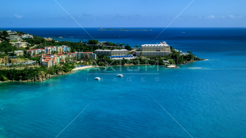 Marriott's Frenchman's Cove resort hotel in St Thomas, the US Virgin Islands Aerial Stock Photo AX102_231.0000270F | Axiom Images