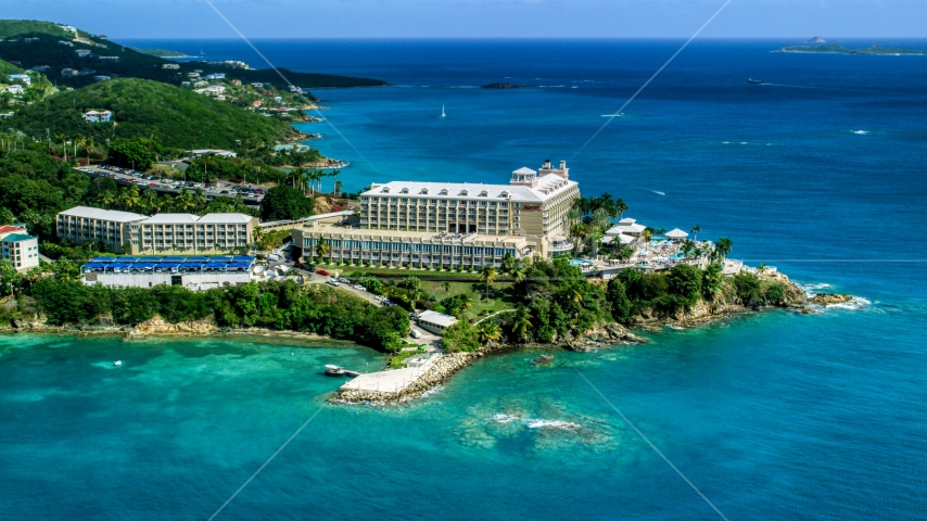 Marriott's Frenchman's Cove hotel resort on St Thomas, US Virgin Islands Aerial Stock Photo AX102_232.0000186F | Axiom Images
