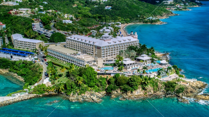 Marriott's Frenchman's Cove on the Caribbean island of St Thomas, the US Virgin Islands Aerial Stock Photo AX102_233.0000000F | Axiom Images