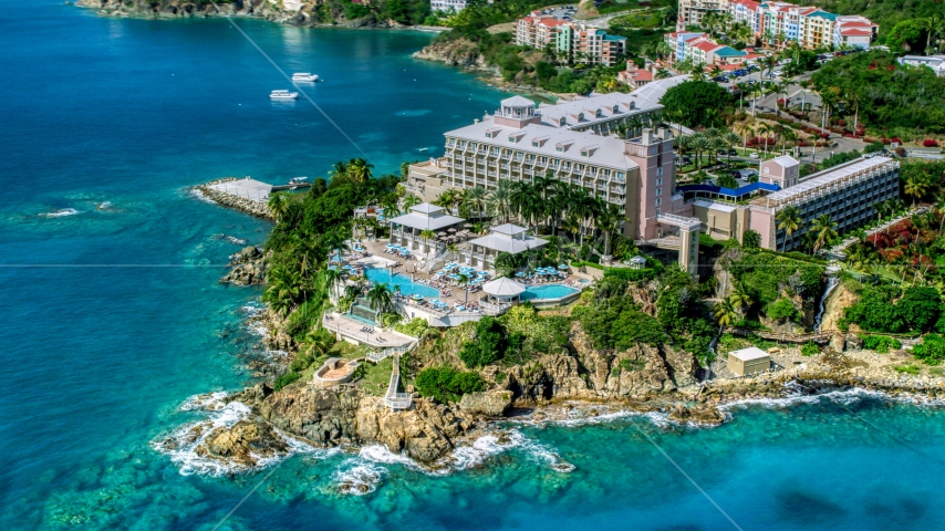 Marriott's Frenchman's Cove island resort, St Thomas, US Virgin Islands Aerial Stock Photo AX102_233.0000299F | Axiom Images