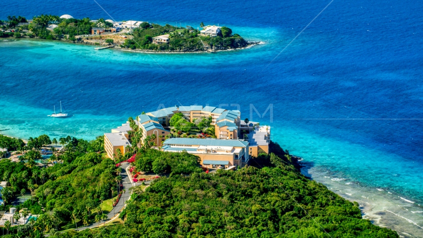Sugar Bay Resort and Spa with ocean views in St Thomas, the US Virgin Islands Aerial Stock Photo AX102_258.0000000F | Axiom Images