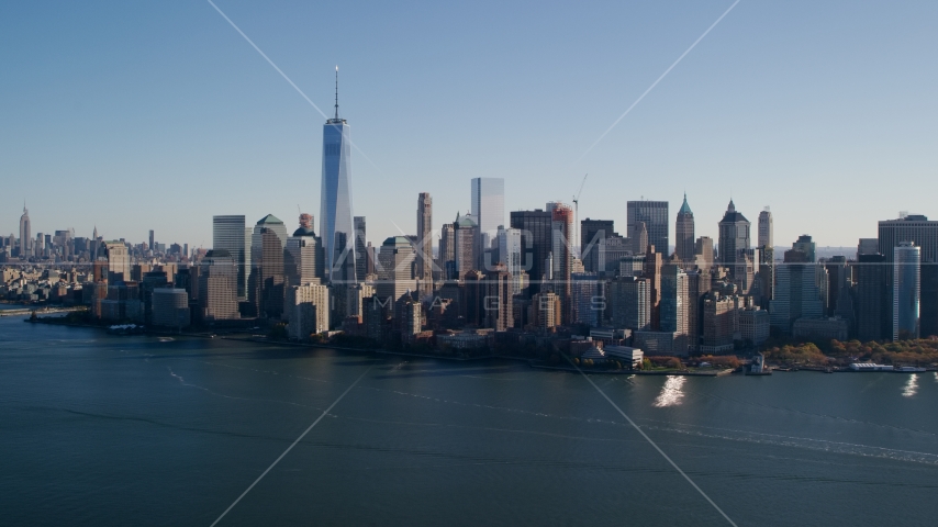 The Lower Manhattan skyline in New York City Aerial Stock Photos AX119_014.0000244F