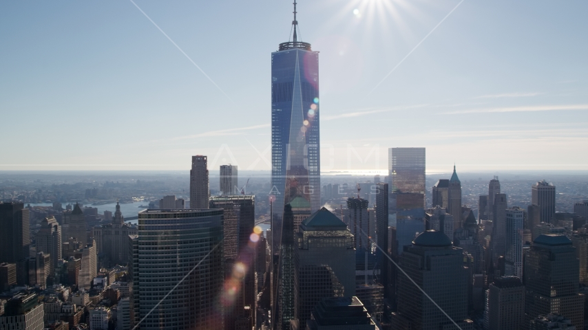 One World Trade Center in Lower Manhattan, New York City Aerial Stock Photos AX119_019.0000087F
