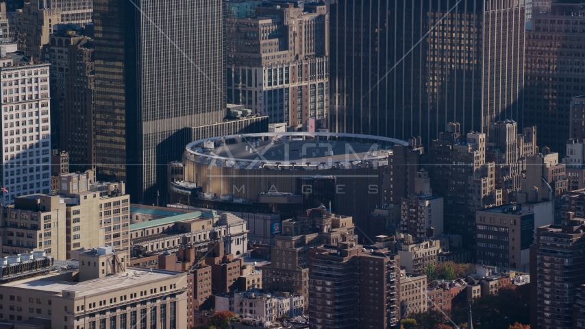 Madison Square Garden arena in Midtown Manhattan, New York City Aerial Stock Photos AX119_025.0000126F