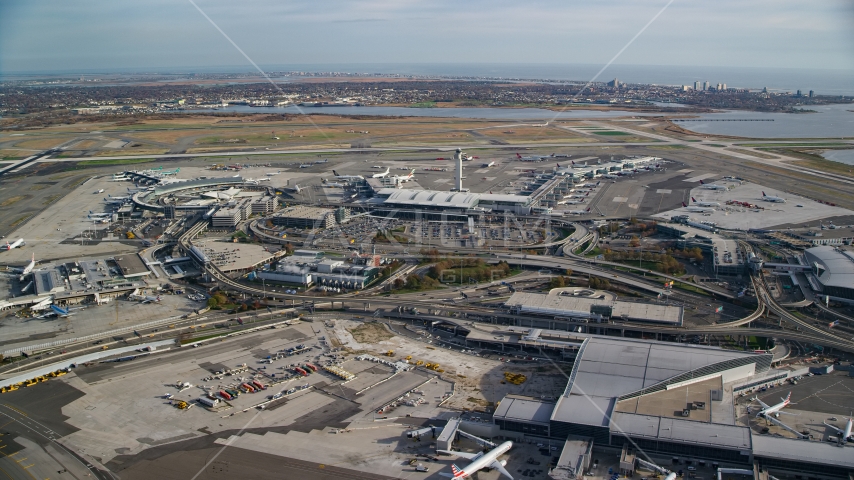 John F Kennedy International Airport In Autumn Aerial Stock Photo