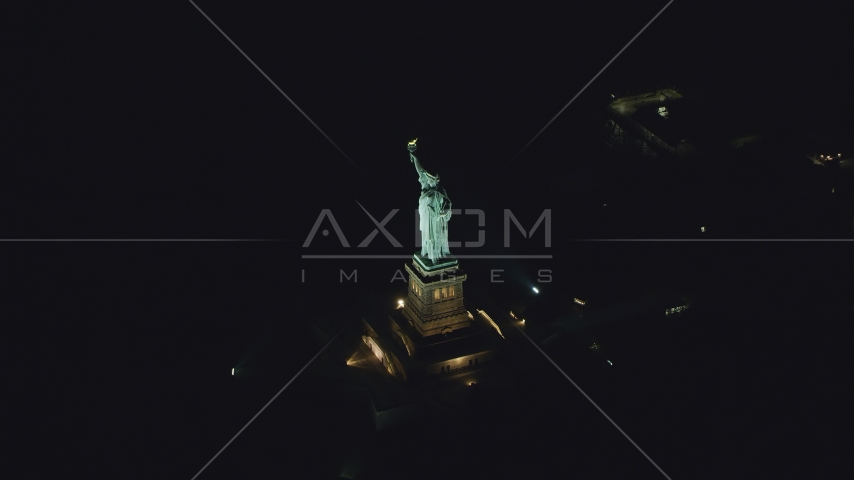 The Statue of Liberty at night, New York Aerial Stock Photos AX121_195.0000063F