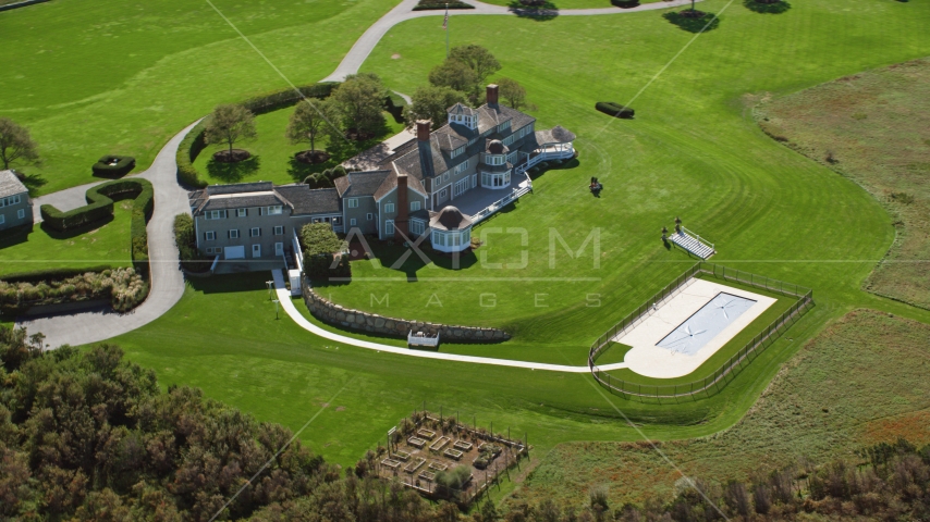 A mansion on Cape Cod, Dennis, Massachusetts Aerial Stock Photo AX143_159.0000000 | Axiom Images