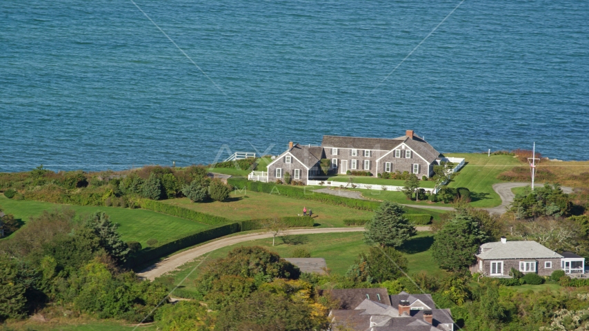 An oceanfront home in Edgartown, Martha's Vineyard, Massachusetts Aerial Stock Photo AX144_145.0000000 | Axiom Images
