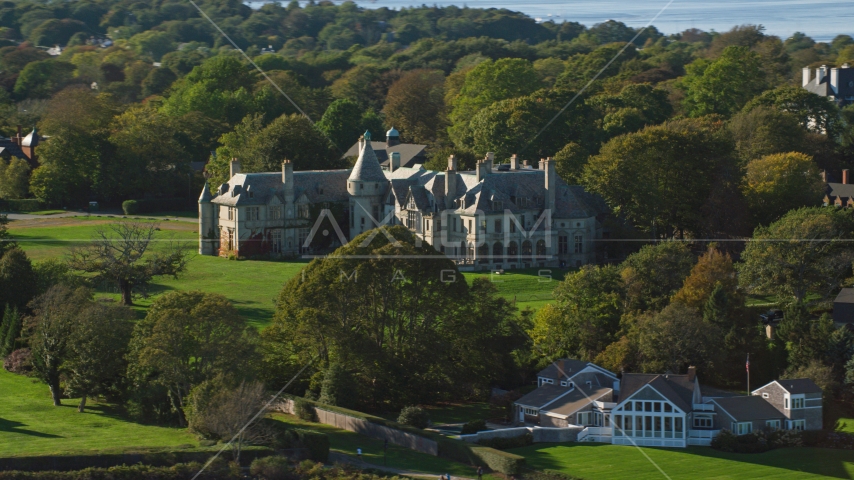 Carey Mansion, also known as Seaview Terrace, in Newport, Rhode Island Aerial Stock Photo AX144_256.0000164 | Axiom Images