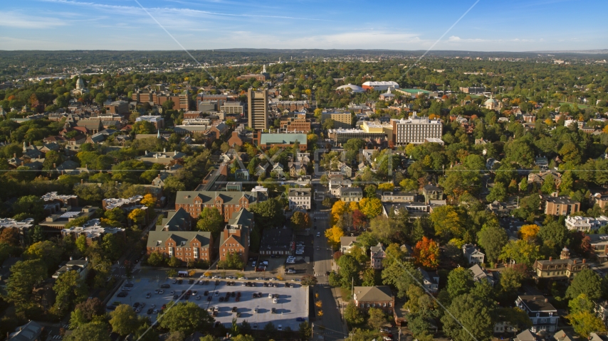Brown University with colorful trees in Providence, Rhode Island Aerial Stock Photo AX145_070.0000251 | Axiom Images