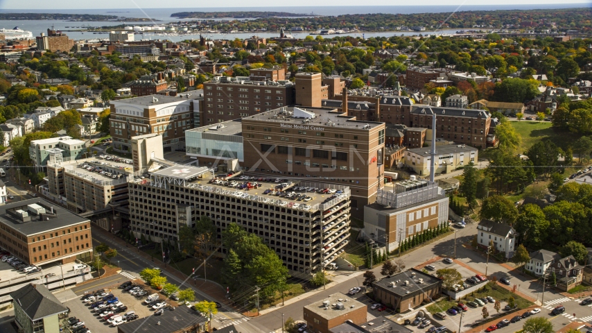 The Maine Medical Center, autumn trees, Portland, Maine Aerial Stock Photo AX147_356.0000000 | Axiom Images