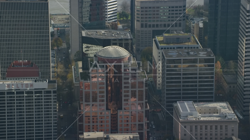1000 Broadway skyscraper in Downtown Portland, Oregon Aerial Stock Photo AX153_076.0000232F | Axiom Images