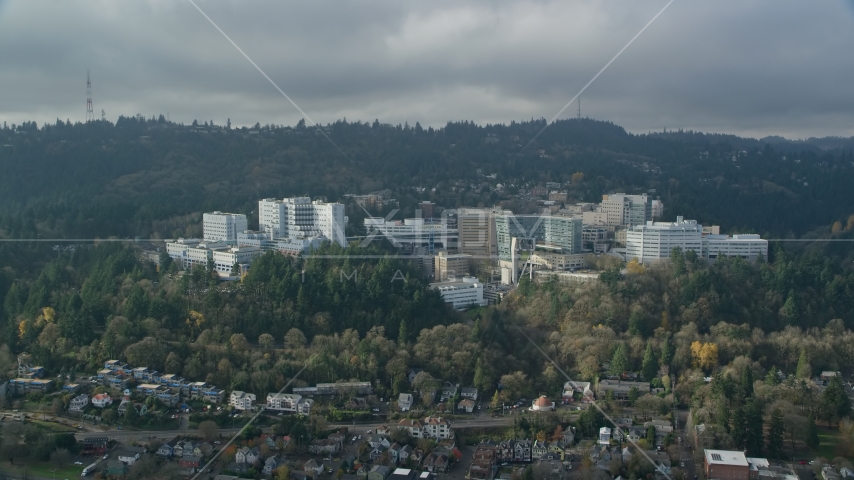 Oregon Health and Science University in the hills of Portland, Oregon Aerial Stock Photo AX153_082.0000135F | Axiom Images