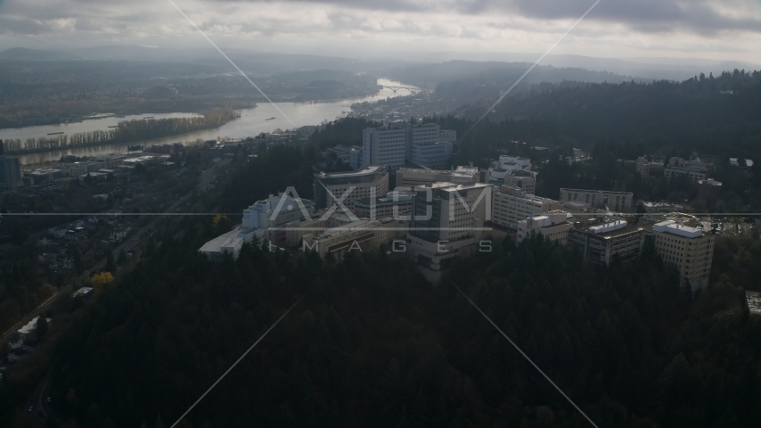The hilltop Oregon Health and Science University in Portland, Oregon Aerial Stock Photos AX153_119.0000000F