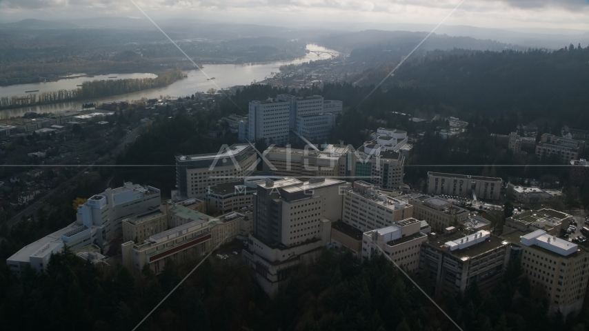 The Oregon Health and Science University complex in Portland, Oregon Aerial Stock Photos AX153_119.0000106F