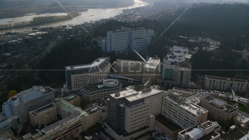 Oregon Health and Science University buildings in Portland, Oregon Aerial Stock Photos AX153_119.0000183F
