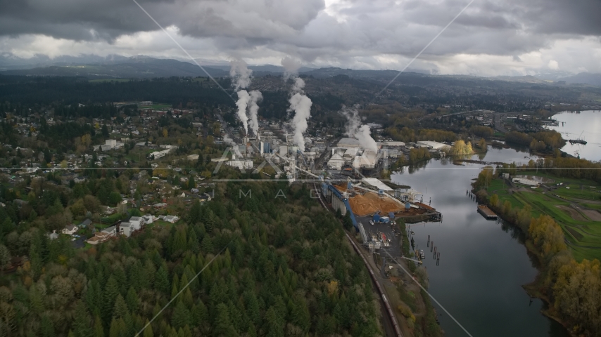 The Georgia Pacific Paper Mill in Camas, Washington Aerial Stock Photo AX153_151.0000000F | Axiom Images