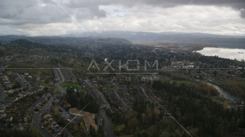 Tract Homes in the small town of Camas, Washington Aerial Stock Photos AX153_158.0000217F