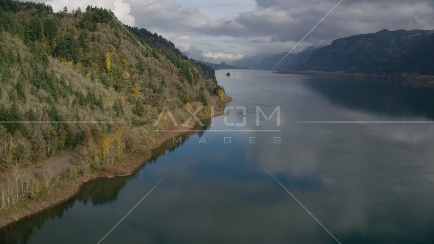 A view of Columbia River Gorge, Oregon Aerial Stock Photos AX154_002.0000000F