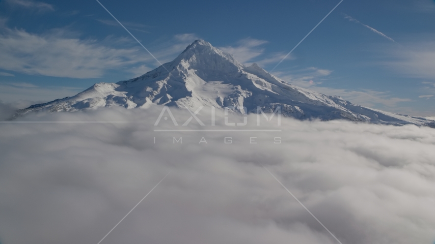 Mount Hood with snow, Cascade Range, Oregon Aerial Stock Photos AX154_073.0000356F