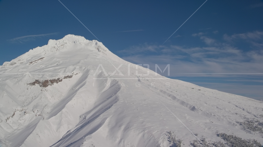 The snowy slopes of Mount Hood, Cascade Range, Oregon Aerial Stock Photos AX154_086.0000200F