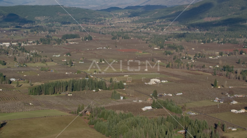 Small farms and farmland in Parkdale, Oregon Aerial Stock Photos AX154_136.0000388F