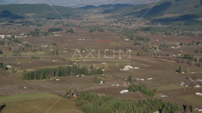 Farms and farm fields in Parkdale, Oregon Aerial Stock Photos AX154_137.0000000F